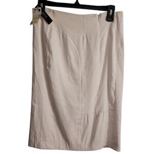 NWT ERIC SIGNATURE Womens White Pencil Skirt 2 Linen Rayon 23" Modest Fresh